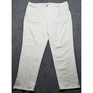 Chicos So Slimming Ankle Jeans Womens 3R White Floral Girlfriend Slim Leg